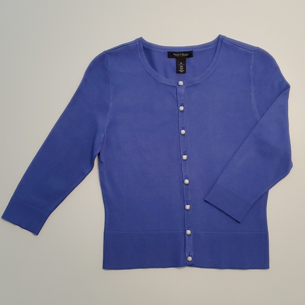 WHBM Periwinkle 3/4 Sleeve Crew Neck Cardigan XS